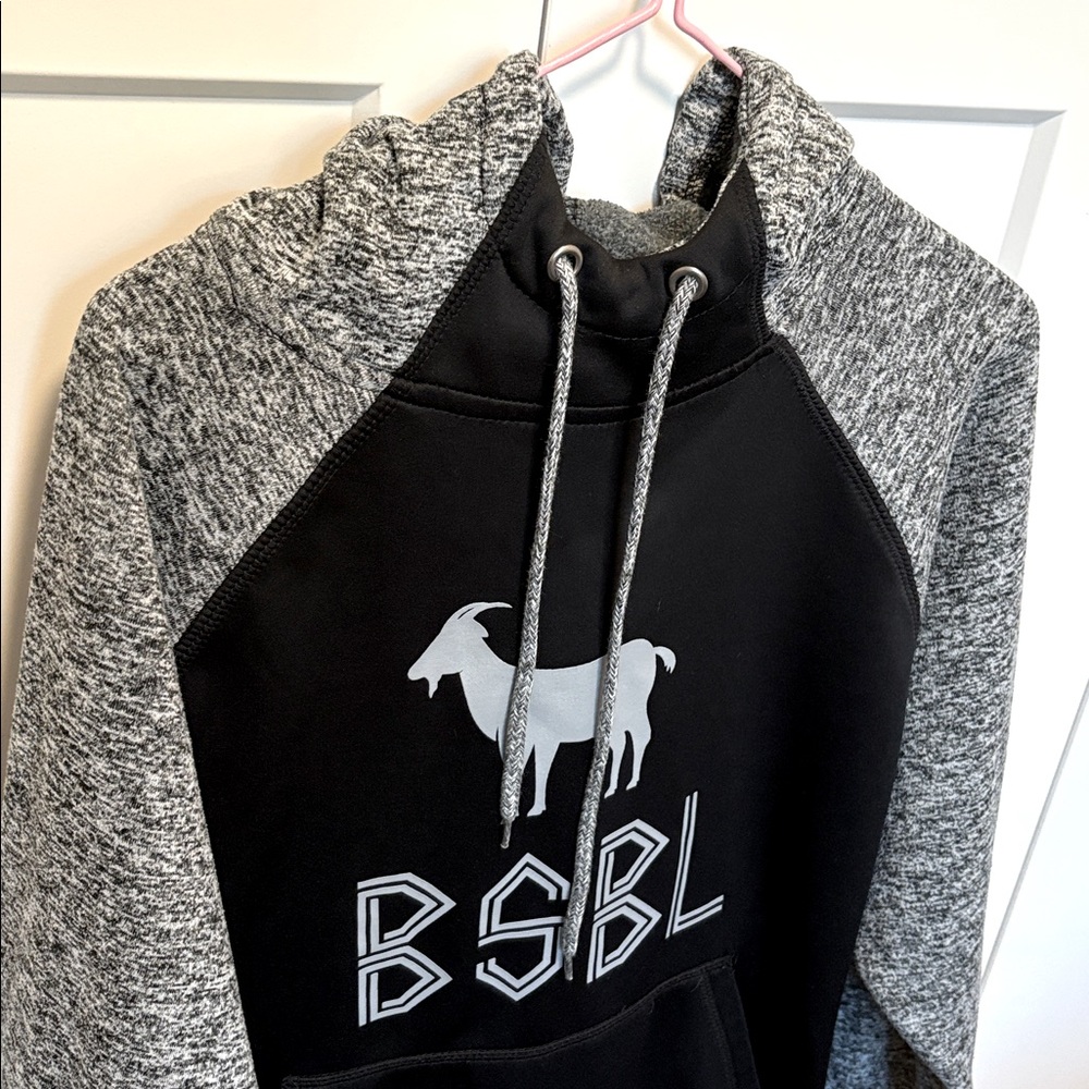 [J. America] Goat Baseball Athletic Performance Graphic Black/Grey Hoodie Mens S - Picture 3 of 9